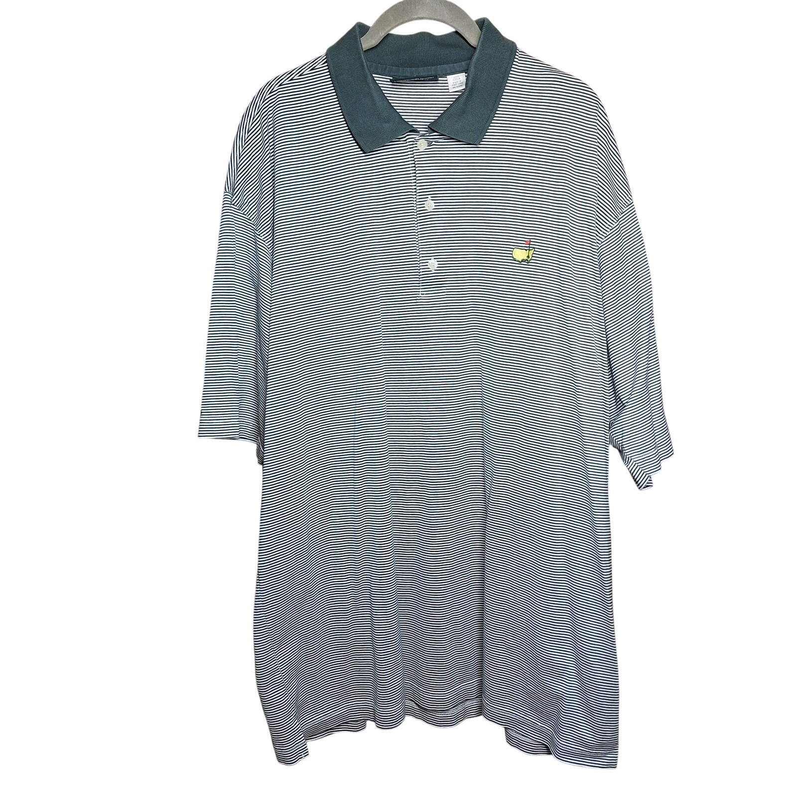 Masters Golf Tournament Vintage Striped Polo Green White Golfing Mens Xl Read